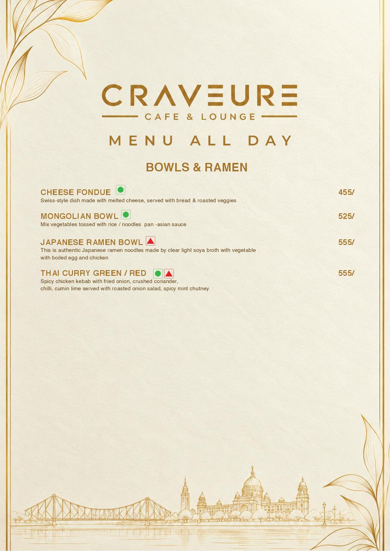 CRAVEURE menu, page 9
